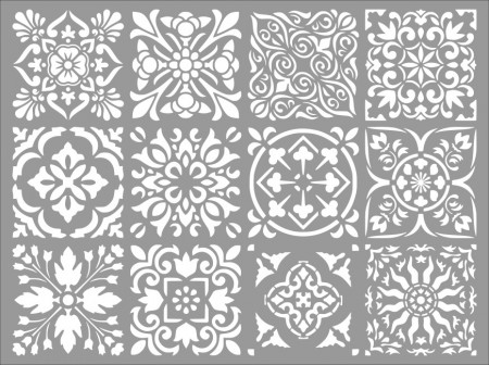 Sablon 12 modele Flower Morocco Tile 790x590x0.5mm, Refolosibil SGF27.79x59.05 - Img 2