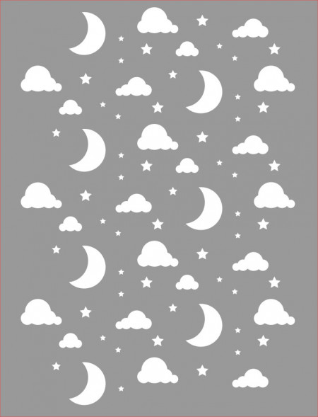 Reusable Repetitive Stencil Clouds Stars Moon 590*450mm - SP71 - Img 2