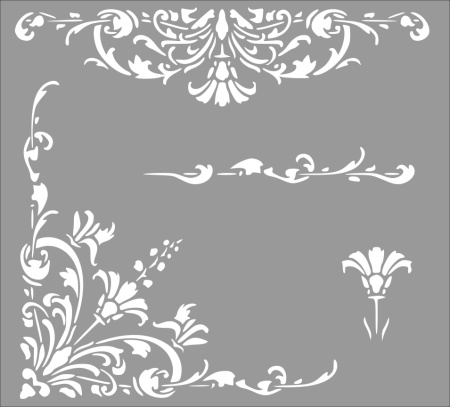 Sablon 42 x 42cm, grosime 0.5mm, Refolosibil Colt, Bordura, Flori 21022813 - Img 2
