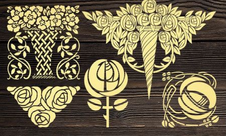 Set of 5 Flower Vase Stencils SP98 - Img 3
