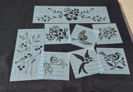SET 8 x Sabloane Refolosibile Primavara Flori Pasari - dim. 17*17/35/55cm - SP258