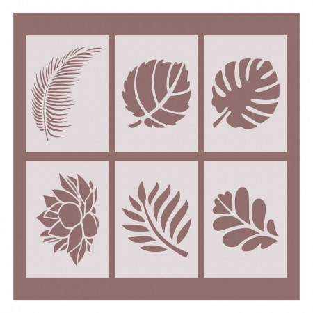 Set of 6 stencils 29x21cm/pc - Leafs / Frunze - Img 2