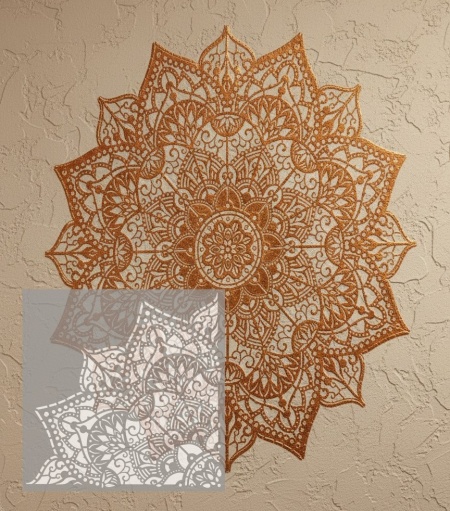 ANYA Mandala Reusable Stencil -up to 89cm - size 1/4 SQUARE * thickness 0.6 / 1mm - SP266 - Img 2