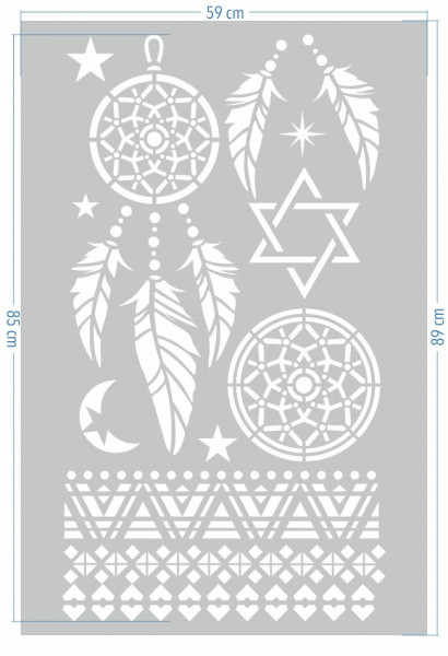 Dream Catcher Stencil Set Feathers Stars Border 89*59cm SP114 - Img 2