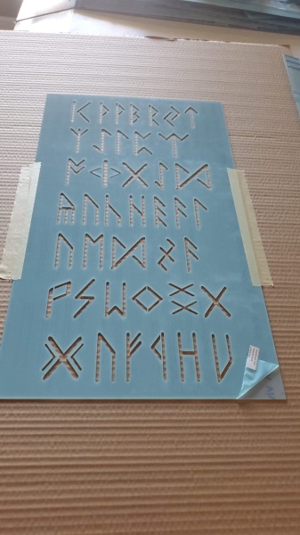 Sablon Refolosibil Runic Alfabet 89 * 59cm / 58 * 34cm * grosime 0.5 / 1mm - SP260 - Img 2