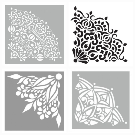 Set of 4 QUARTER Mandala stencils, Repetitive, Forms Full Circles 80cm * thickness 0.6 / 1mm - Img 2