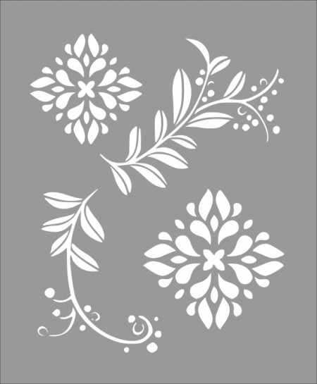Reusable Stencil Flowers Branches 30x25cm 21022807 - Img 2