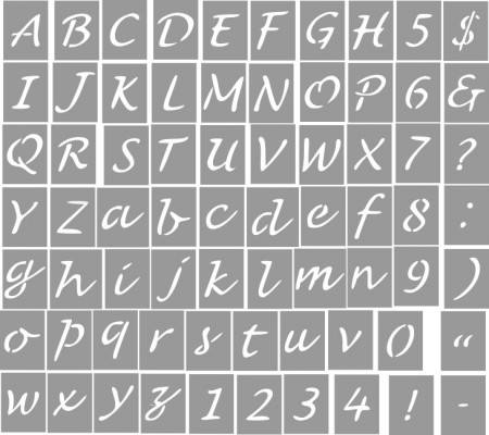 SET 70 x Reusable Stencils Alphabet + Numbers + Artistic Symbols dimensions 8x6cm/pc - T149S - Img 2