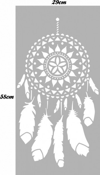 Reusable Stencil Dream Catcher Mandala Feathers - SP21 - 58 x 29cm - Img 4