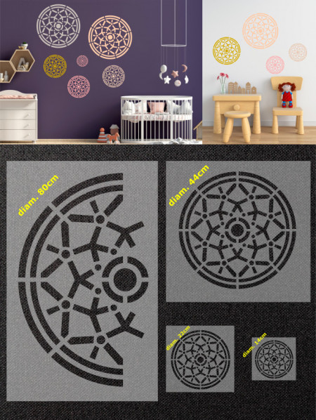 Set of 4 AURA Mandala Stencils, diameters 80cm, 44cm, 22cm and 14cm - SP166 - Img 2
