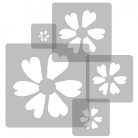Set of 5 Reusable Wall Painting Stencils Flowers SP44 - Img 2