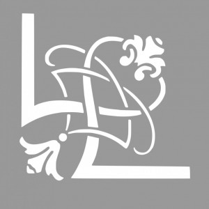 Reusable Stencil Corner Ribbon Damask 29x29cm