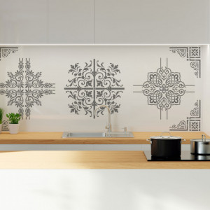Set of 4 Stencils 29x29cm Corner, Damask Baroque Flower Square - Img 2