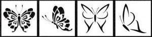 Set of 4 stencils Butterflies Flowers 14*14cm SP97-2