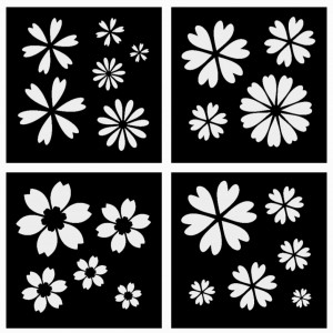 Set of 4 stencils Flowers 14*14cm SP97-4