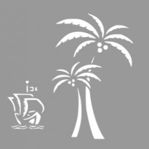 Reusable Palm Tree Boat Stencil 25x25cm