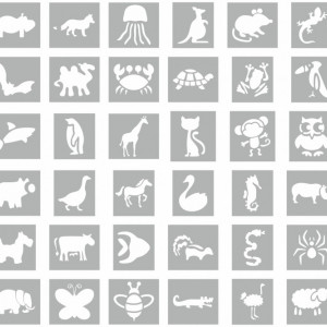 SET 48 sabloane KIDS Animals 10x9cm / buc, Refolosibile, SP118