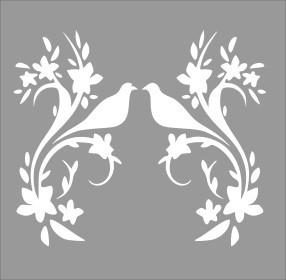 Sablon Refolosibil Pasari Ramuri Flori 29x29cm 21022814