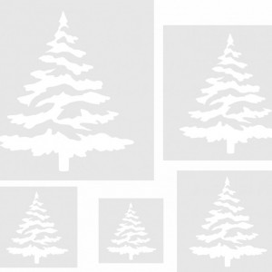 Set of 5 Reusable Stencils for Painting Walls Fir Trees SP54