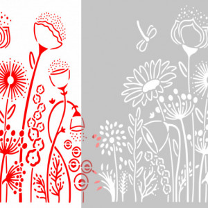 Stencil 100 x 89cm, Giant Border Flowers, SP170, Reusable, Repetitive - Img 2