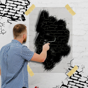 Stencil 89x59cm Cracked Brick, Reusable SP220.89x59