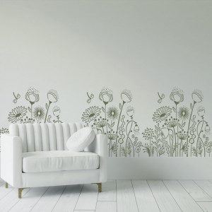 Sablon 100 x 89cm, Flori Bordura Giant, SP170, Refolosibil, Repetitiv