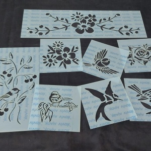 SET 8 x Reusable Stencils Spring Flowers Birds - size 17*17/35/55cm - SP258