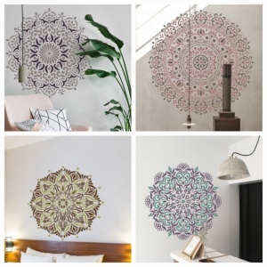 Set of 4 QUARTER Mandala stencils, Repetitive, Forms Full Circles 80cm * thickness 0.6 / 1mm
