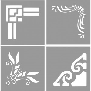 Set of 4 Stencils 29x29cm Corner, Geometric Bloom Veil Simple - Img 1