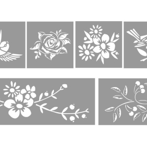 SET 8 x Reusable Stencils Spring Flowers Birds - size 17*17/35/55cm - SP258 - Img 2