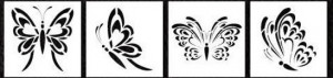 Set of 4 stencils Butterflies Flowers 14*14cm SP97-1