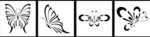 Set of 4 stencils Butterflies Flowers 14*14cm SP97-3