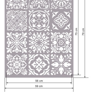 Stencil 12 designs Flower Morocco Tile 790x590x0.5mm, Reusable SGF27.79x59.05 - Img 3