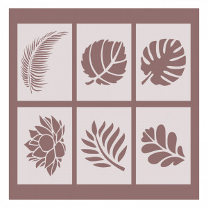 Set of 6 stencils 29x21cm/pc - Leafs / Frunze - Img 2