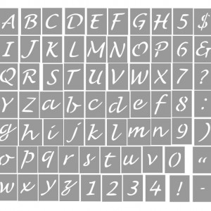 SET 70 x Reusable Stencils Alphabet + Numbers + Artistic Symbols dimensions 8x6cm/pc - T149S
