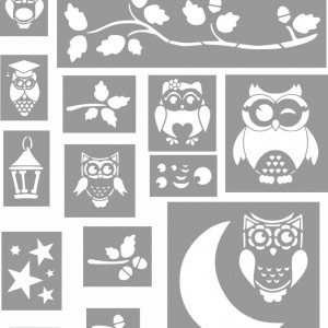Set of 14 Owls, Branches, Stars stencils - Img 2