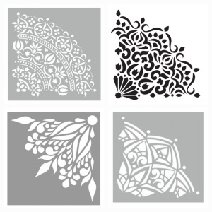 Set of 4 QUARTER Mandala stencils, Repetitive, Forms Full Circles 80cm * thickness 0.6 / 1mm - Img 2
