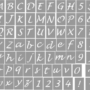 SET 70 x Reusable Stencils Alphabet + Numbers + Artistic Symbols dimensions 8x6cm/pc - T149S - Img 2