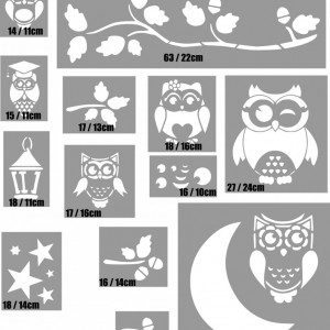 Set of 14 Owls, Branches, Stars stencils - Img 3