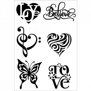 Set of 6 A4 Stencils, Love range, DIY customization - Img 2