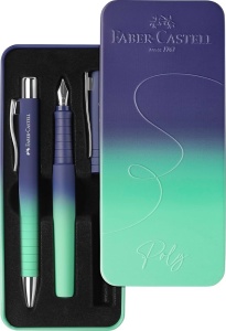 Faber-Castell Set Poly hemijska olovka + naliv pero M Buzzing blue 241055