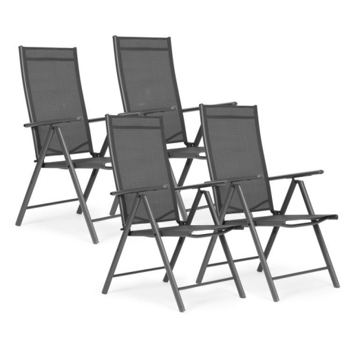Set od 4 sklopive baštenske stolice sa podesivim naslonom, Gray, MultiGarden