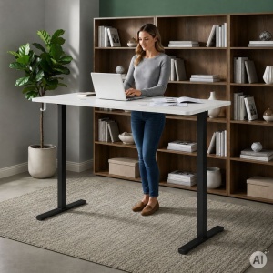 Električni radni sto 140 × 60 cm sa podesivom visinom 72–118 cm, bela radna ploča – ModernHome - Img 4