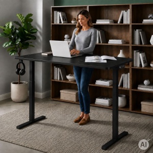 Električni radni sto 140 × 60 cm sa podesivom visinom 72–118 cm, crni – ModernHome - Img 4