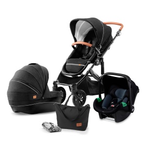 KINDERKRAFT KOLICA ZA BEBE 3U1 PRIME MINK PRO BLACK - Img 1