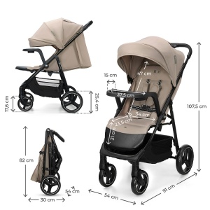 KINDERKRAFT KOLICA ZA BEBE SA TACNOM TRIG 3 BEIGE - Img 11