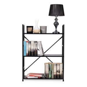 LOFT polica sa 3 police i metalnim okvirom – Black ModernHome - Img 5