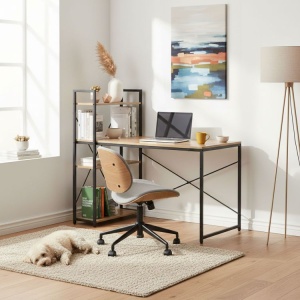 Radni sto 120x60 cm sa policama Light Style ModernHome - Img 2