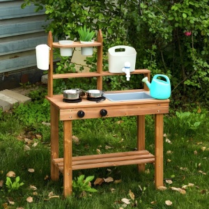 Spoljna drvena kuhinja sa dodacima za igru u pesku i blatu 05 - ECOTOYS - Img 4