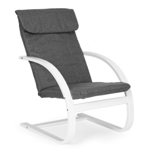 Stolica za ljuljanje sa naslonom za noge White MODERNHOME - Img 5